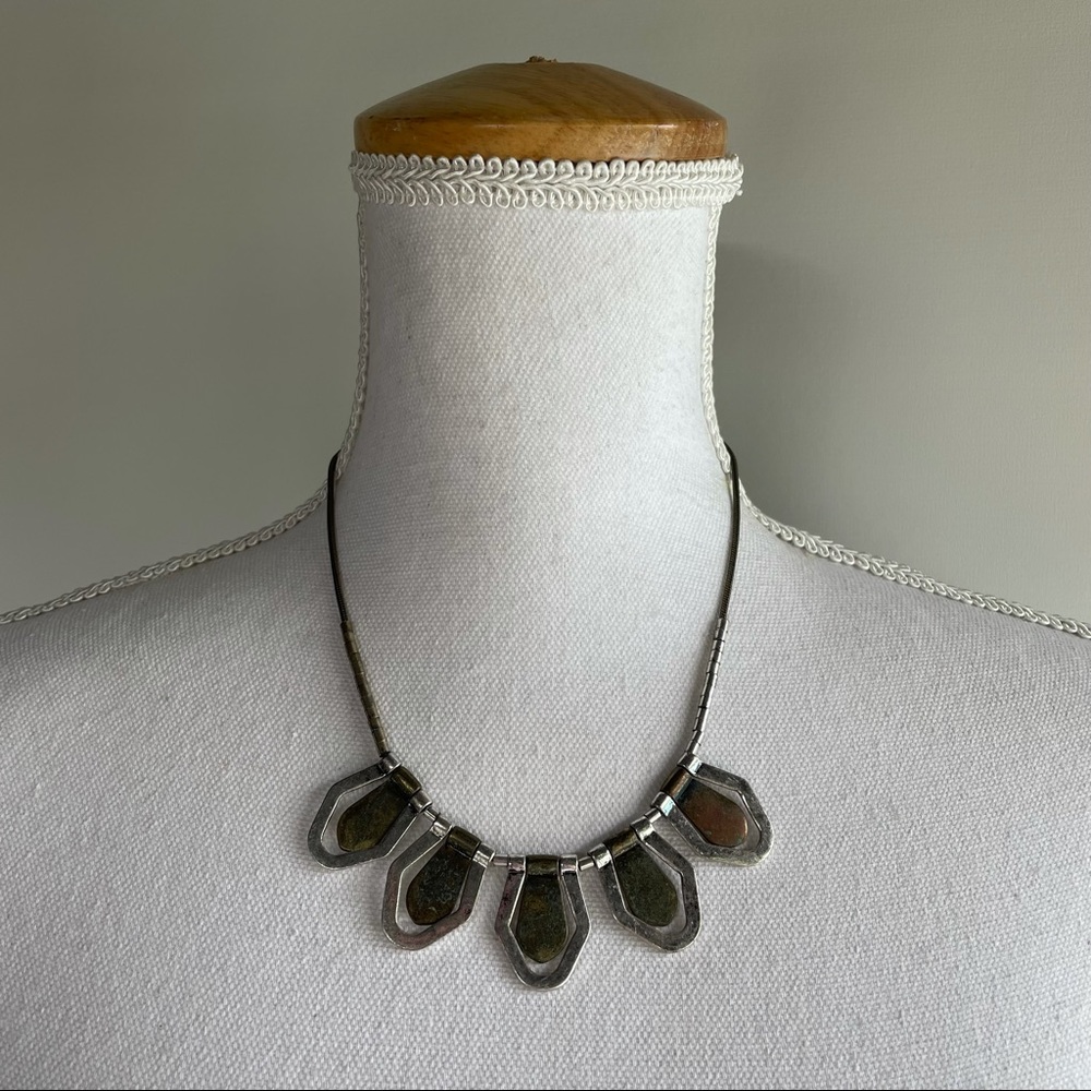 Copper and Silver Tone Statement Necklace